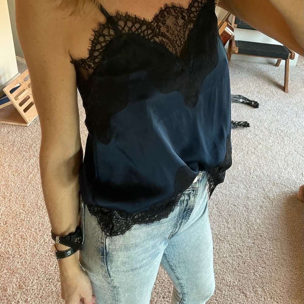 Alice + Olivia Navy and Black Lace Camisole